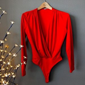 Red Drape Bodysuit